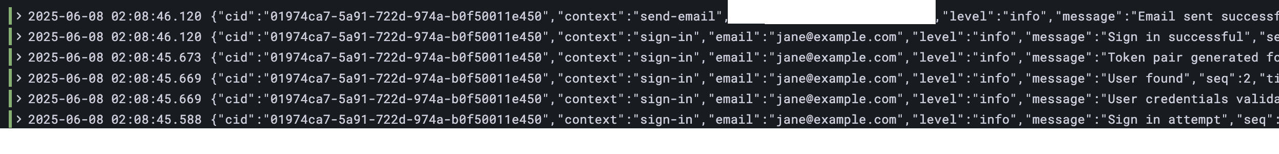 Successful sign in flow