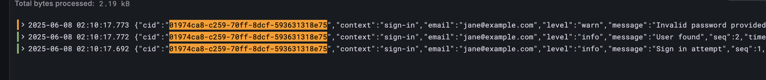 Successful sign in flow