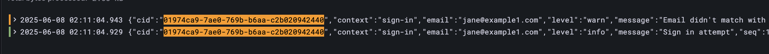 Successful sign in flow
